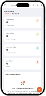 LabZila LIMS dashboard on mobile